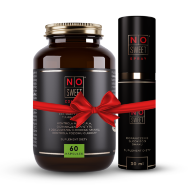 NO-sweet® optymalny testowy miesiąc metody NO-sweet! Miesięczna terapia kapsułkami gratis! NO-sweet® Spray + NO-sweet® Complex kapsułki. Zyskujesz 194 zł!